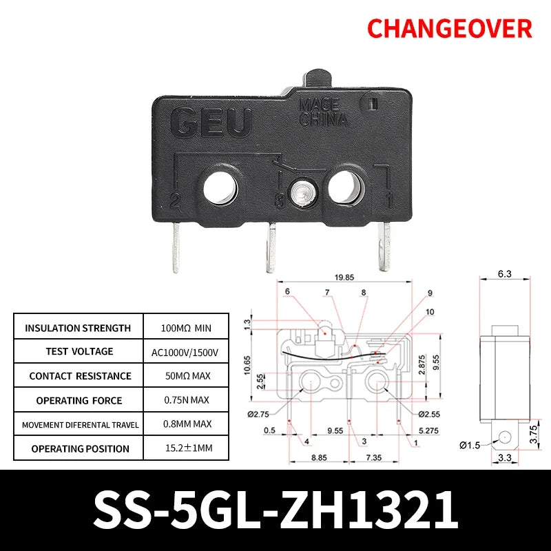 10/50/100PCS SS-5Gl NO/NC/Microinterruttore subminiaturizzato di commutazione, microinterruttore di finecorsa a 3 terminali precablato a 2 terminali