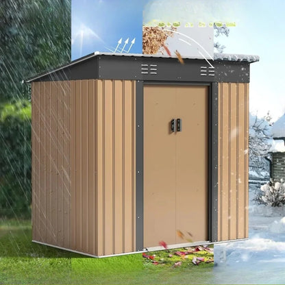 # # Per capannone portaoggetti da esterno 6x4 piedi, capannone da giardino in metallo, casa portaoggetti anticorrosione in acciaio con tetto inclinato e *