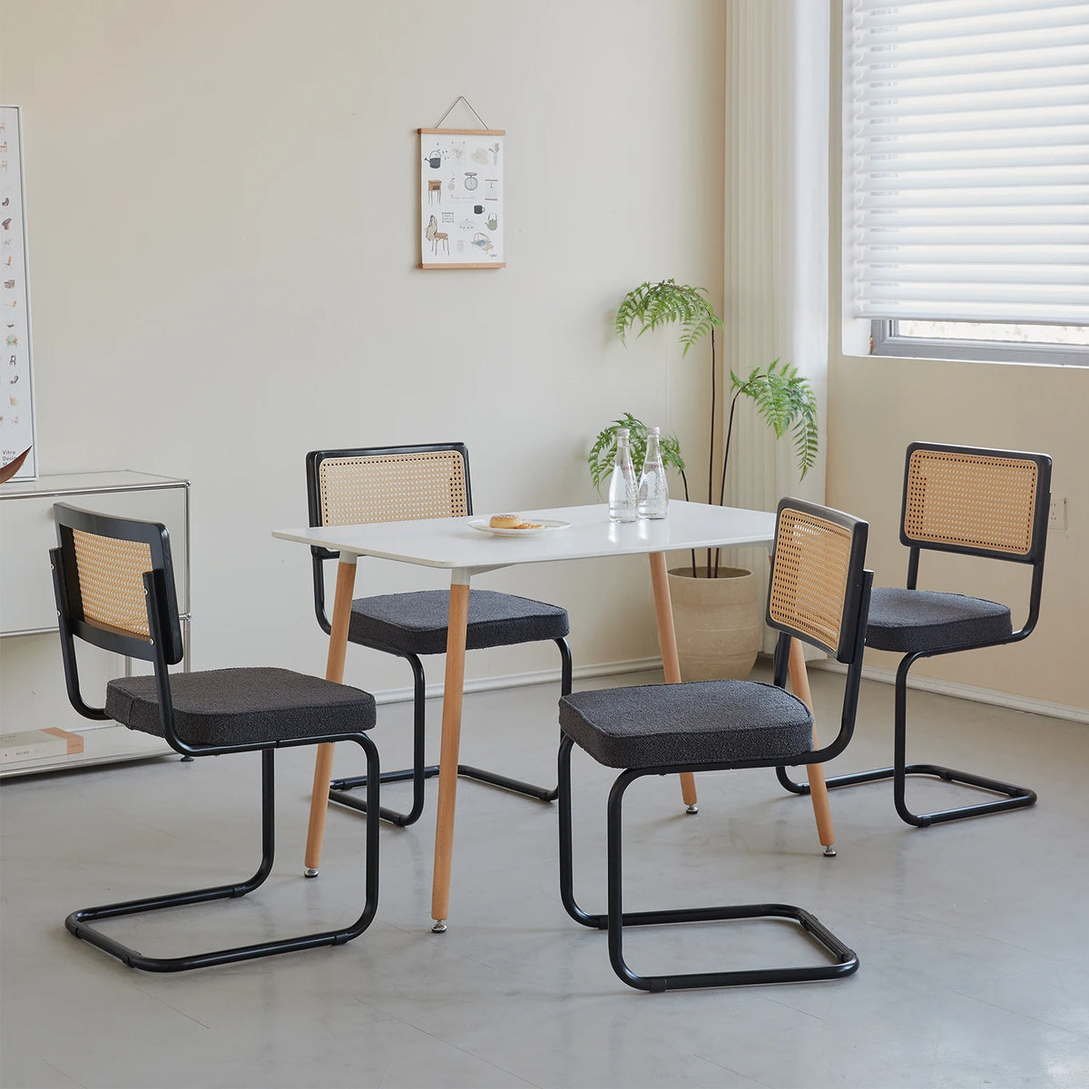 EGOONM Set di 2/4 sedie da pranzo retrò sedia in rattan di plastica casa camera da letto scrivania schienale sgabello arco computer ufficio sedile imbottito
