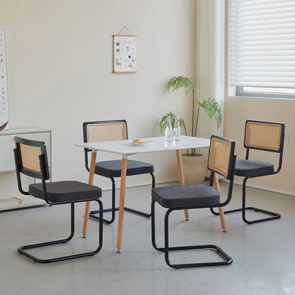 EGOONM Set di 2/4 sedie da pranzo retrò sedia in rattan di plastica casa camera da letto scrivania schienale sgabello arco computer ufficio sedile imbottito