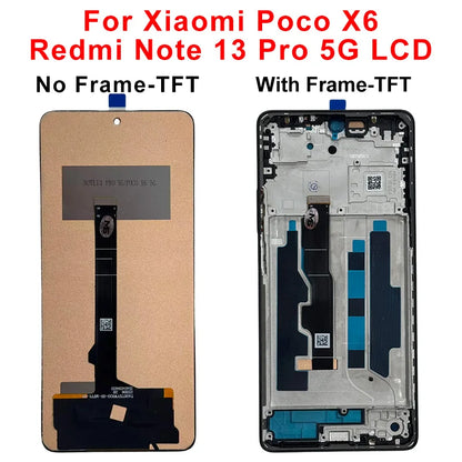 Display OLED per Xiaomi Poco X6, schermo LCD con digitalizzatore touch per Redmi Note 13 Pro 5G, modello 23122PCD1G, assemblaggio per Poco X6 Pro, display LCD K70E.