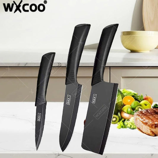 WXCOO Coltello da Cucina, Coltello da Chef per Frutta, Affettatrice per Verdure, Coltello per Disossare, Tritatutto Domestico con Coperchio, Mannaia in Acciaio Inox