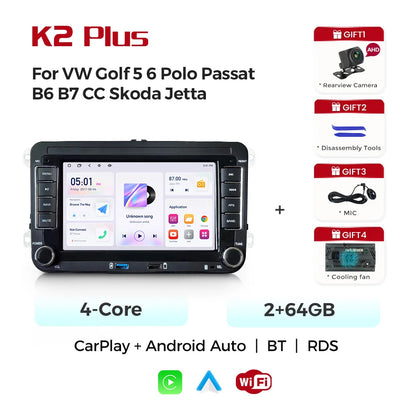 MEKEDE Android 15 Wireless CarPlay Auto Car Multimedia Player per VW Golf Passat Polo EOS T5 Skoda Combi 4G WiFi Luce Ambientale