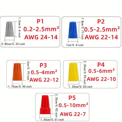 Kit di connettori rapidi in scatola da 40/220 pezzi, terminali con tappo a vite, connettori per apparecchiature elettriche, terminali per connettori di cavi, AWG 24-7