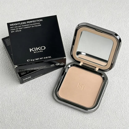 Collezione di Ciprie Pressate KIKO, Fondotinta Wet Dry, Cipria Fissante Opaca Water Lily, Controllo del Sebo, Lunga Durata, Piumino a Specchio
