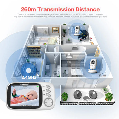 VB603 Video Baby Monitor 2.4G Wireless con LCD da 3.2 pollici Audio bidirezionale Conversazione Visione notturna Telecamera di sicurezza di sorveglianza Babysitter