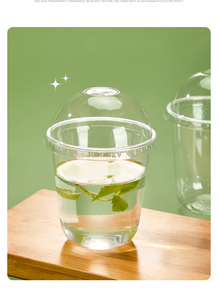 Tazza di plastica monouso per bevande fredde a forma di U, calibro 90, materiale PET, tazze da caffè trasparenti con coperchio, bicchiere da tè al latte sigillato