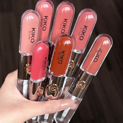 Rossetto a Doppia Punta KIKO 8 Colori, Effetto Opaco e Lucido, Impermeabile, Nutriente, Lunga Durata, Non Appiccica, Trucco Labbra per Donna