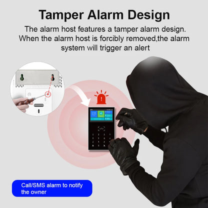 PG109 Sistema di Allarme Antifurto WiFi GSM da 4,3 Pollici per Casa, Compatibile con App Tuya, Controllo con Display della Temperatura