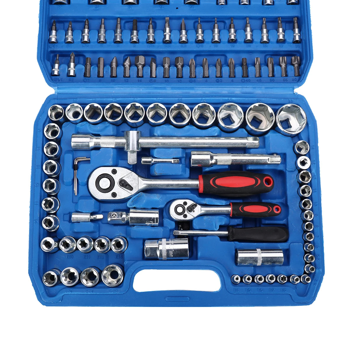 Set di chiavi a cricchetto da 108 pezzi, kit combinato di chiavi dinamometriche per riparazione auto, con attacco da 1/4" e 1/2", cacciaviti e punte, utensili manuali