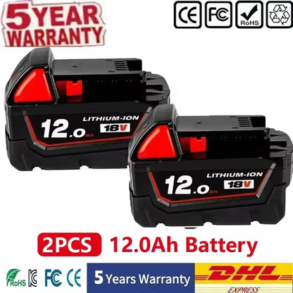 Batteria sostitutiva da 18 V 12,0 Ah, compatibile Milwaukee M18 - Batteria ricaricabile agli ioni di litio 21700 a 15 celle Modello M18 - 48-11-1815