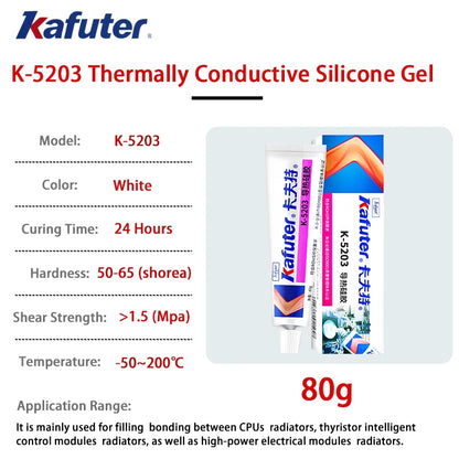 Pasta Termica Kafuter K-5202 K-5203K K-5204K K-5205 per CPU GPU, Grasso Siliconico per Dissipatore di Calore LED e Chip IC