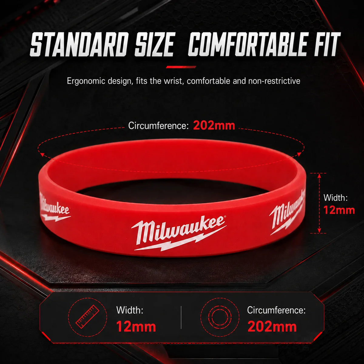 Braccialetto Sportivo in Gomma Milwaukee Tool Decor per Coppie, Basket e Fitness