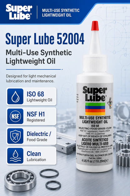 Super Lube 52004 Olio Sintetico Leggero ISO 68 Lubrificante Multiuso per Stampanti 3D, Cuscinetti e Guide