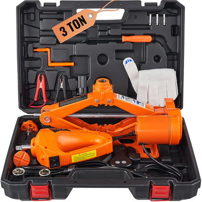 SucceBuy Cric per auto elettrica Cric a forbice 3T con avvitatore elettrico 12V Sollevamento cric per auto portatile per cambio pneumatici per camion SUV