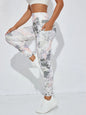 Pantaloni fitness da donna con tasca a vita alta stampati abbinati a pantaloni da yoga addominali attillati, adatti per correre, escursioni e sp