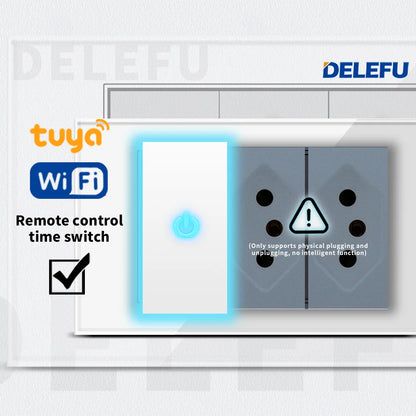 DELEFU Presa a Muro in Vetro Temperato Bianco Italia USB Tipo C Ricarica Rapida Interruttore Schuko TV Satellitare Citofono Cile