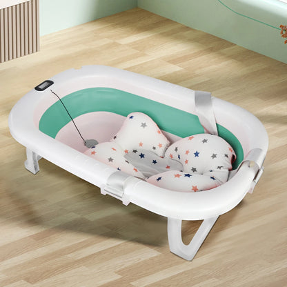 Cuscino da bagno pieghevole per neonati, ideale come regalo di nascita per bambine, adatto da 0 a 3 anni, Rosa/Grigio/Verde/Blu