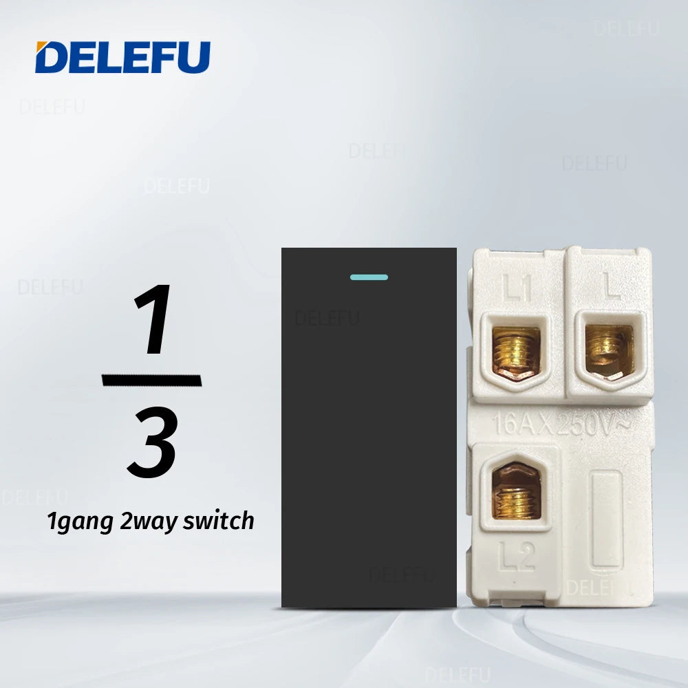 DELEFU Presa Italiana Fai-da-te con USB Tipo C, Interruttore Campanello, 45A 20A, per Tende, Telefono, CAT5, TV, HDMI, SAT, Nera