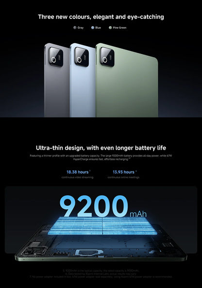 Xiaomi Pad 8 Pro Versione Globale, Tablet con display da 11.2 pollici 3.2K 144Hz, processore Snapdragon 8-core ® Mi Pad 8 Elite con fotocamera posteriore da 50MP e batteria da 9200mAh