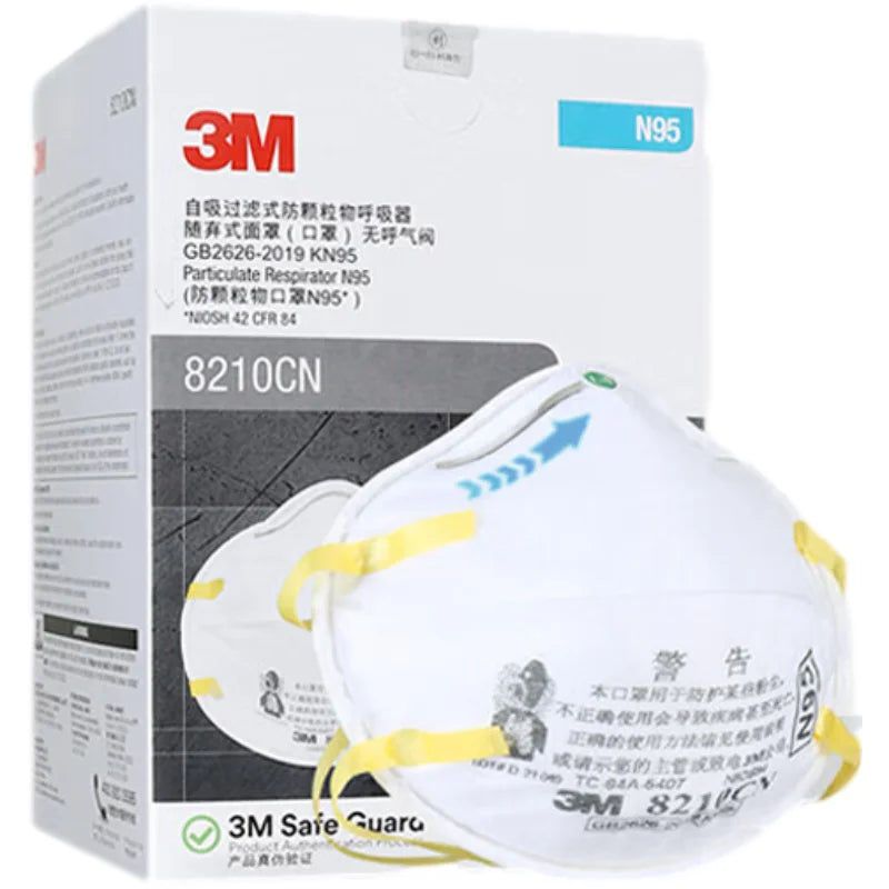 Maschera 3M 8210 N95 Originale, Respiratore Protettivo per Particelle, Approvato NIOSH, Maschera Antipolvere a Coppa per Costruzioni e Levigatura, 20 Pezzi/Scatola