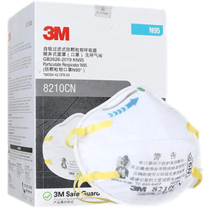Maschera 3M 8210 N95 Originale, Respiratore Protettivo per Particelle, Approvato NIOSH, Maschera Antipolvere a Coppa per Costruzioni e Levigatura, 20 Pezzi/Scatola