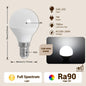 Lampadina LED G45 a spettro completo con attacco E14 E27, indice di resa cromatica CRI90, protezione per gli occhi, lampadina decorativa per illuminazione ambientale interna