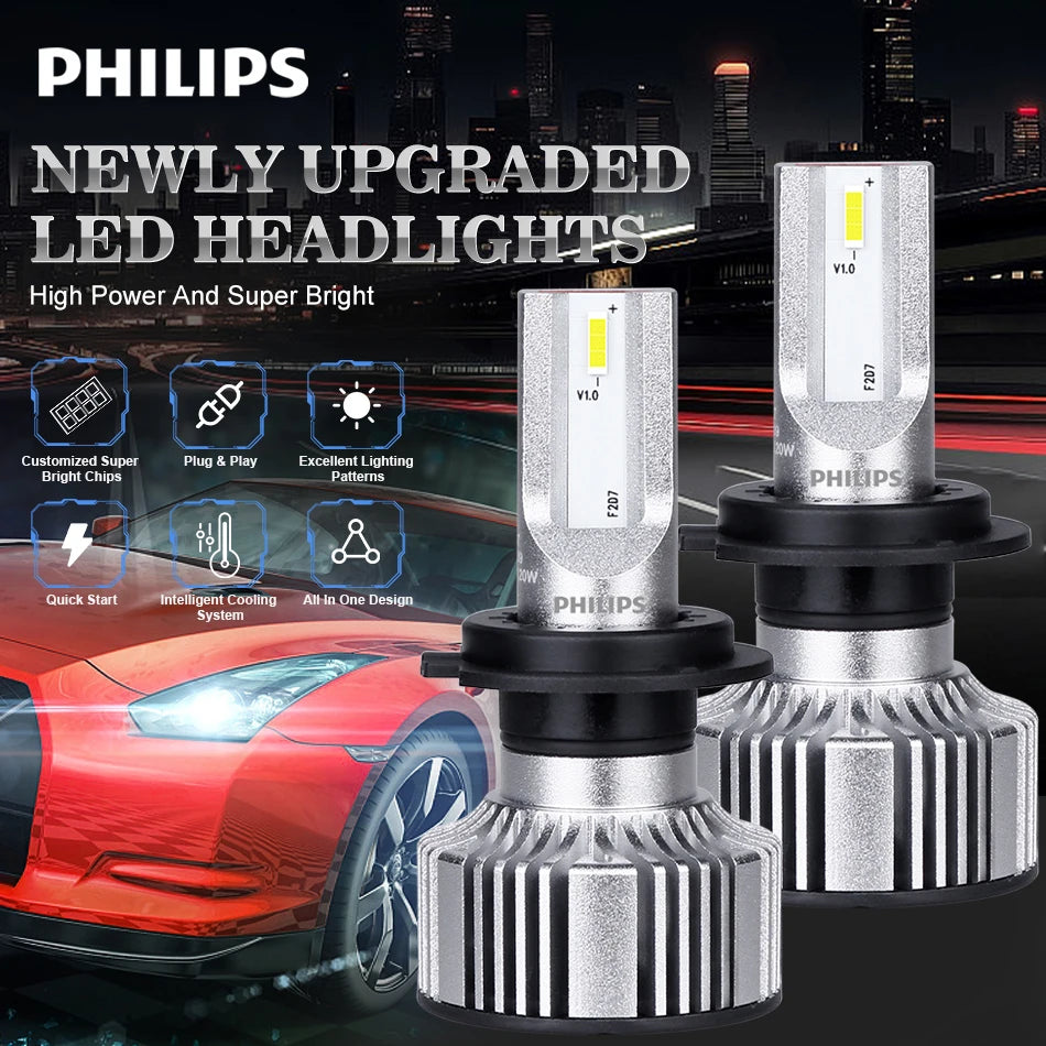 Philips H7 Faro principale Ultinon Essential G2 H1 H4 H11 H8 H9 9005 HB3 9006 HB4 9012 HIR2 Fendinebbia Lampada automatica 6000K 12V 24V 2PCS