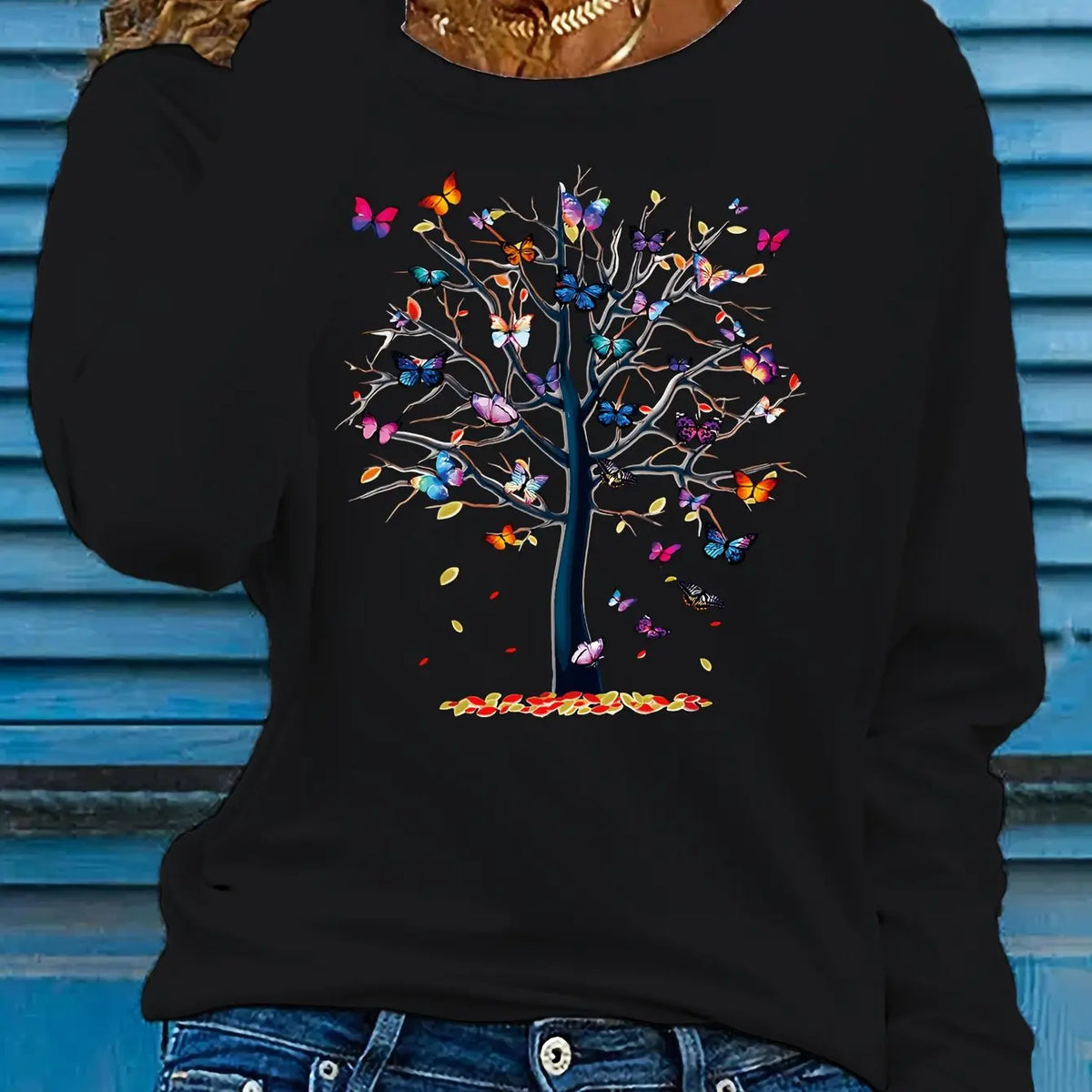 Abbigliamento primaverile e autunnale da donna in cotone 100 T-shirt stampata con cuore colorato Manica lunga Girocollo Top casual