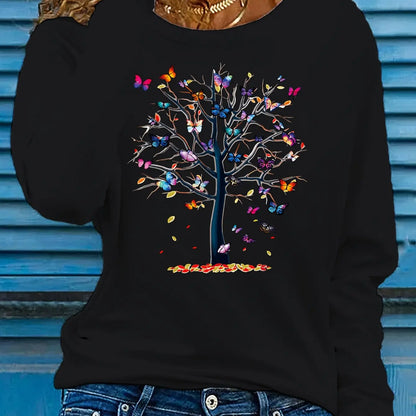 Abbigliamento primaverile e autunnale da donna in cotone 100 T-shirt stampata con cuore colorato Manica lunga Girocollo Top casual
