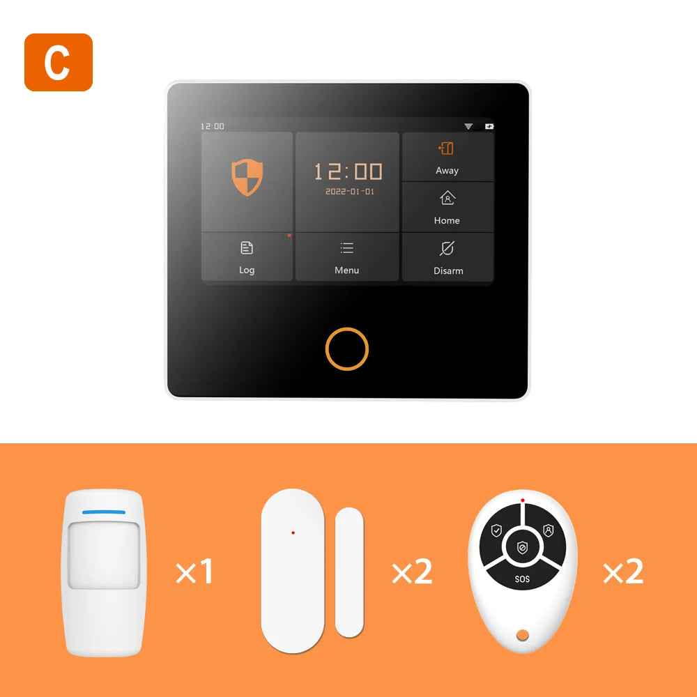Staniot WiFi SecPanel 5 sistema di allarme domestico Wireless Tuya Smart 4.3 "Kit di sicurezza Touch Screen sirena integrata APP telecomando,Batteria integrata da 1500 mAh, supporto per Alexa