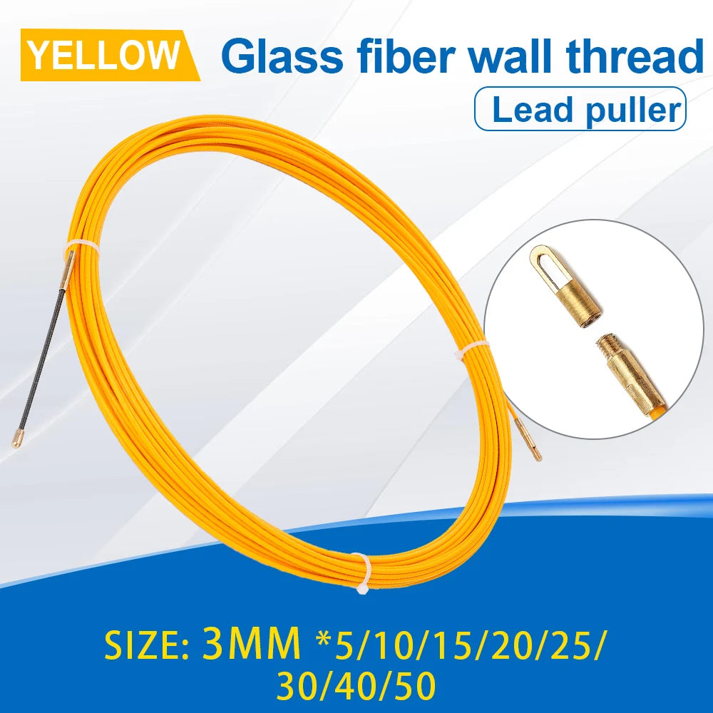 Cavo passacavi in fibra di vetro da 3mm 5-50M, strumento per elettricisti per la passaggio di fili, guida per cavi elettrici attraverso condotti e pareti