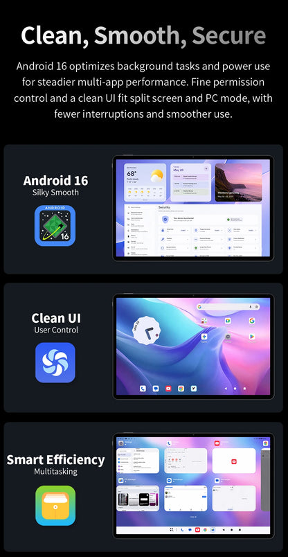Tablet Teclast T70 Pro con Android 16 e tecnologia Gemini AI, display IPS da 14 pollici, T70Pro, doppia SIM 4G LTE, WiFi 2,4 GHz/5 GHz, Bluetooth 5.2, navigazione GPS, processore G100 Octa Core, 8 GB di RAM, 128 GB di memoria