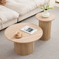 Set di 2 tavolini rotondi in legno in stile nordico, tavolino da caffè impilabile in legno, per mobili da soggiorno/camera da letto