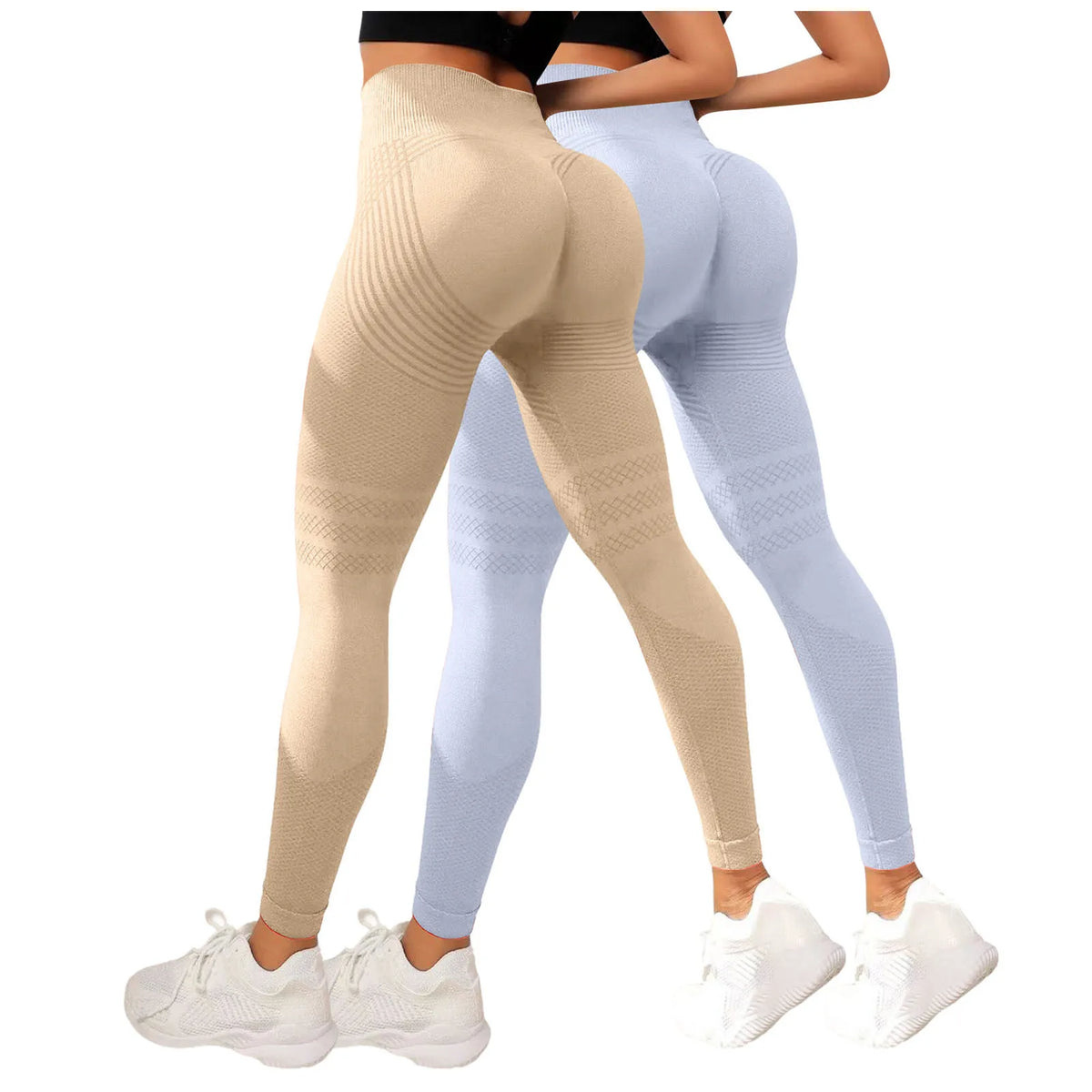 Leggings Modellanti Anti-Cellulite 2 Pezzi, Compressione 3D, Vita Alta, Senza Cuciture, Push-Up, Opachi, Pantaloni Sportivi per Yoga e Fitness