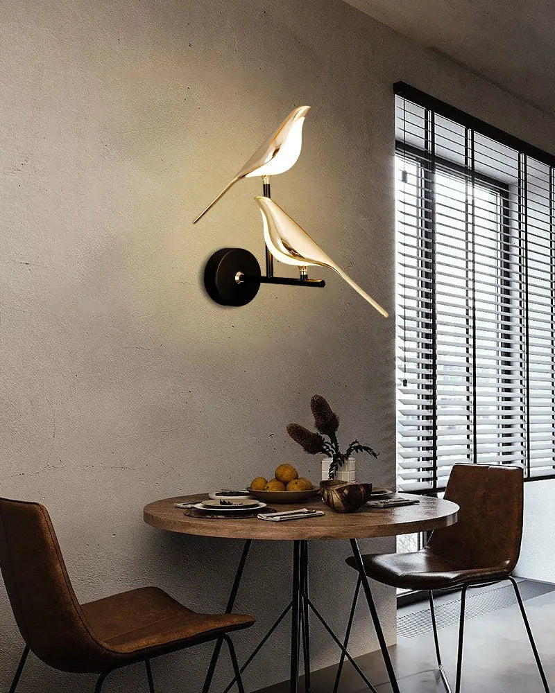 Lampade da Parete LED Girevoli a Forma di Uccello Magpie con Spina EU/US per Comodino, Camera da Letto, Lampade da Parete Nordiche, Applique per Cucina e Sala da Pranzo