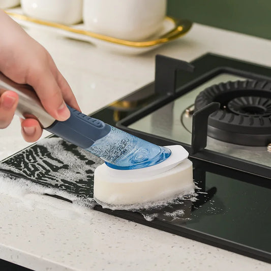 Strumenti per la pulizia della cucina Manico lungo Spazzola per piatti Dispenser di sapone liquido Detergente Spazzola per piatti Spugna per piatti Salviette per lavare i piatti
