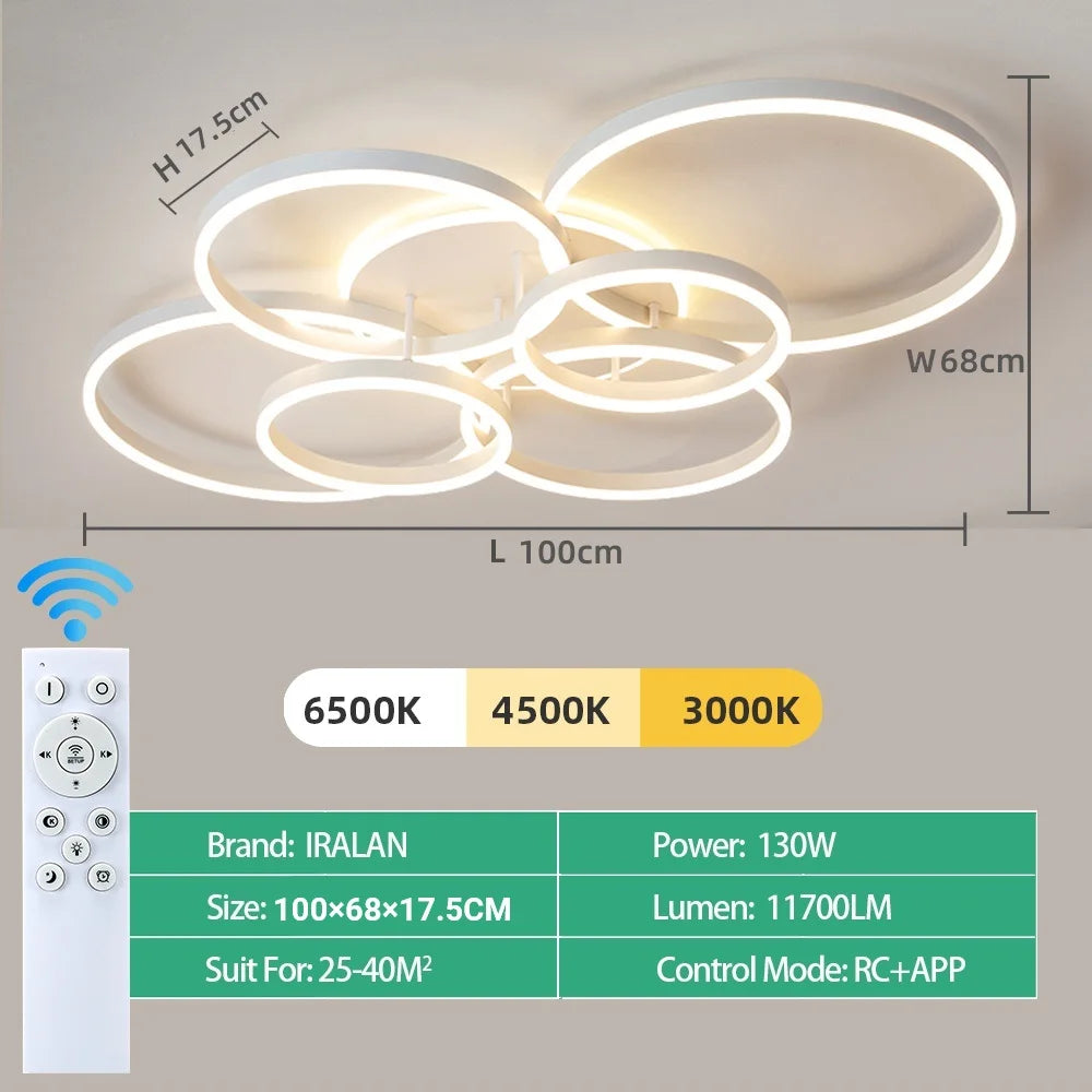 Lampadario a LED, Luci da Soffitto Moderne ad Anello in Acrilico, Illuminazione Intelligente per Hotel, Lobby, Soggiorno