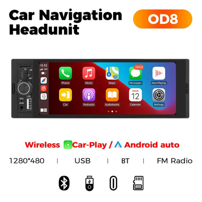MEKEDE Lettore Video 4K da 5.2/6.86/6.88 Pollici, CarPlay Wireless, Android Auto, Radio FM Multimediale Universale 1DIN con USB Type-C, TF, AUX, ISO, RCA