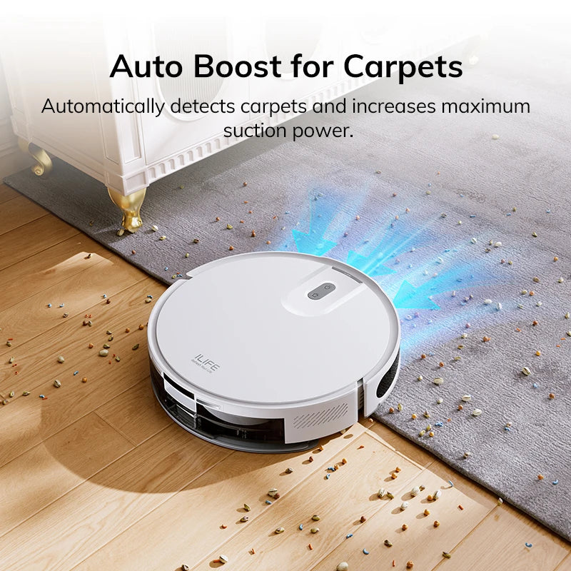 Robot Aspirapolvere ILIFE V20, Aspirazione 5000Pa, Navigazione Intelligente SOF LiDAR, Controllo APP, Pulizia Personalizzabile, Ricarica Automatica
