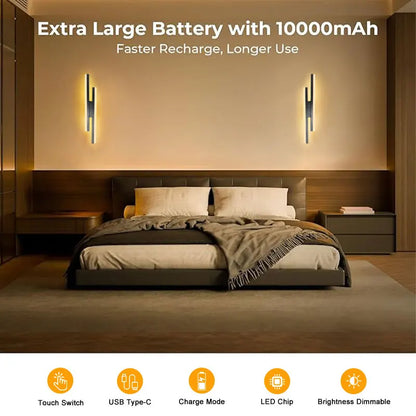 Lampade da Parete a Batteria da 5200mAh, Senza Fili, Ricaricabili, LED per Quadri, Interruttore Touch, Dimmerabili, 3CCT, USB, Telecomando