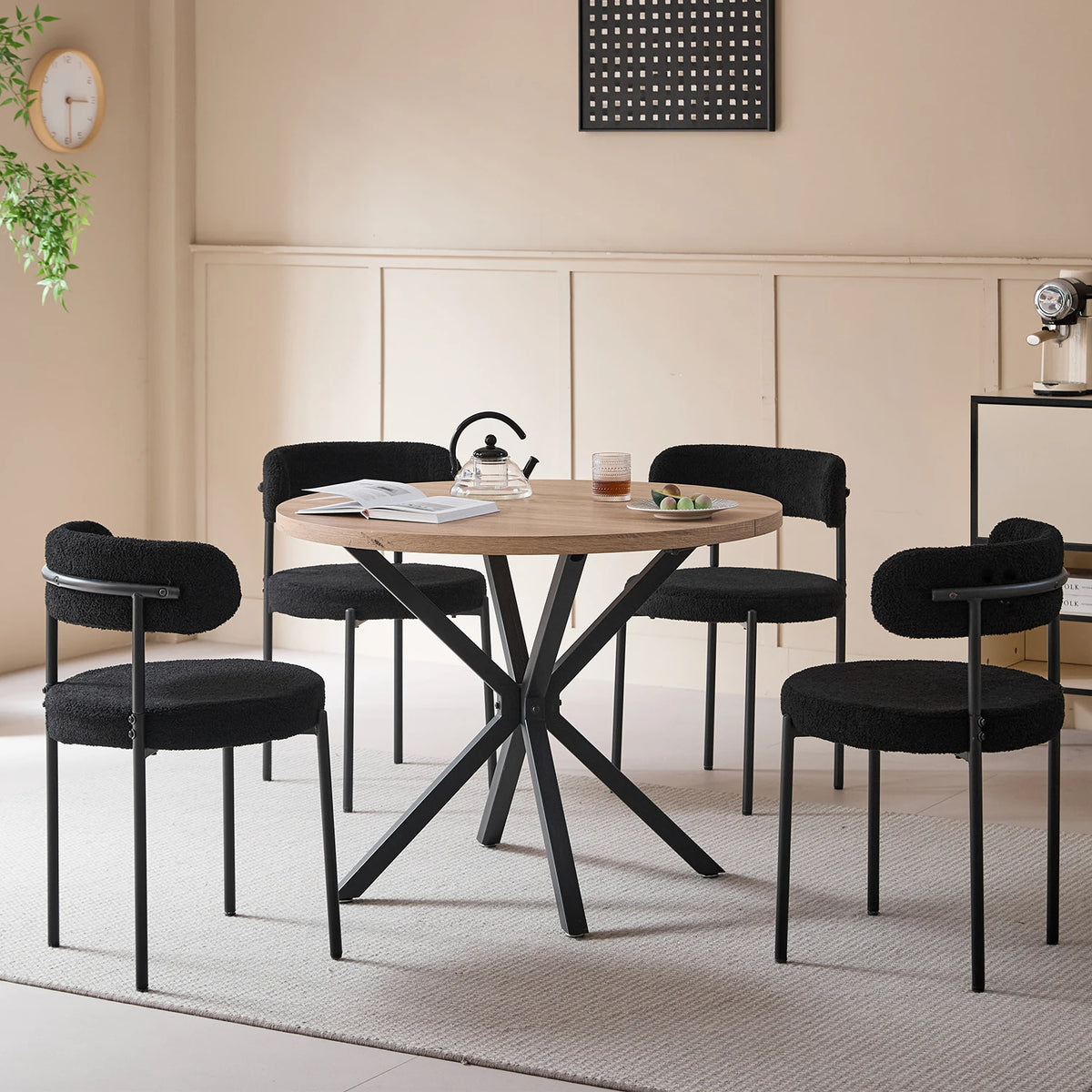 EGOONM Set di 2/4/6 Sedie da Pranzo in Stile Nordico, Sedie Imbottite in Velluto Teddy per Cucina e Sala da Pranzo