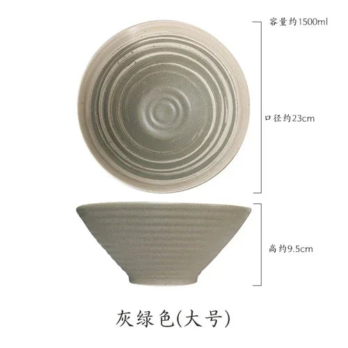 Ciotola giapponese Ramen ciotola per uso domestico di grandi dimensioni e Set di stoviglie per piatti ciotola in ceramica ciotola Ajisen ciotola per minestra di pasta di manzo