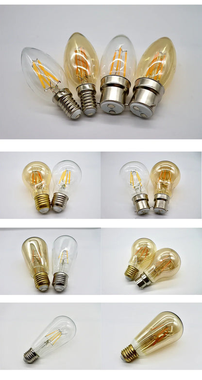 Confezione da 10 lampadine a filamento LED per E27 B22 220V 240V 4W 6W 9W Lampadine a LED bianche calde Lampada in vetro vintage