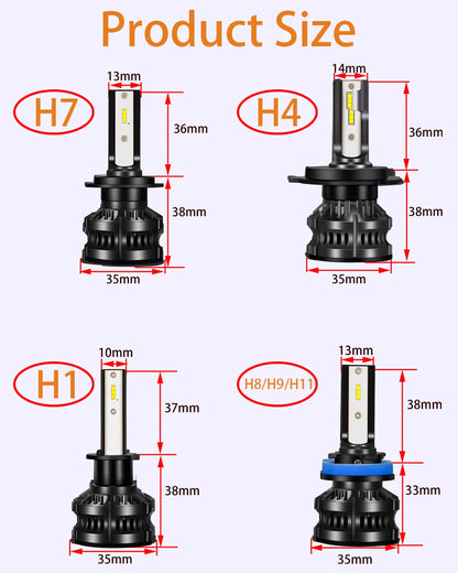 YHKOMS 300W 80000LM Faro Auto H4 H7 H1 LED H8 H9 H11 9005 9006 9012 4300K 5000K 6500K 8000K Luce Fendinebbia Auto 12V Lampadina LED