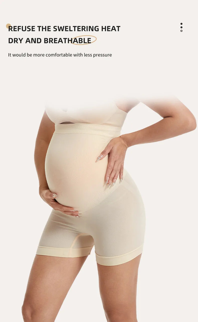Pantaloni premaman senza cuciture a vita alta Donne incinte Comode mutandine di sicurezza Mutandine da donna Gravidanza Leggings corti Intimo