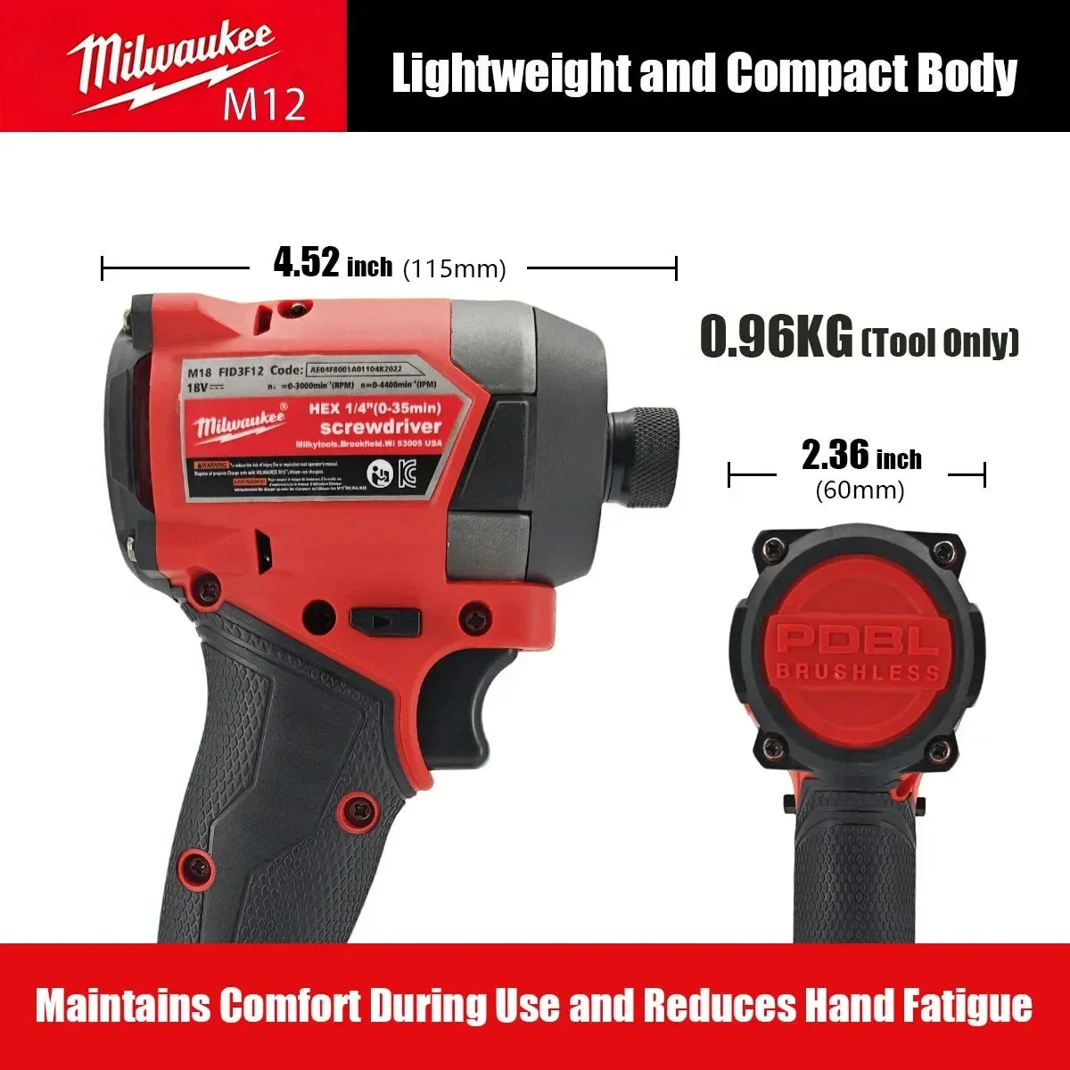 Cacciavite elettrico Milwaukee M12, potente cacciavite a batteria, ideale per lavori di manutenzione domestica e progetti fai-da-te (batteria non inclusa).