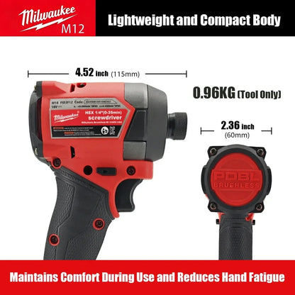 Cacciavite elettrico Milwaukee M12, potente cacciavite a batteria, ideale per lavori di manutenzione domestica e progetti fai-da-te (batteria non inclusa).