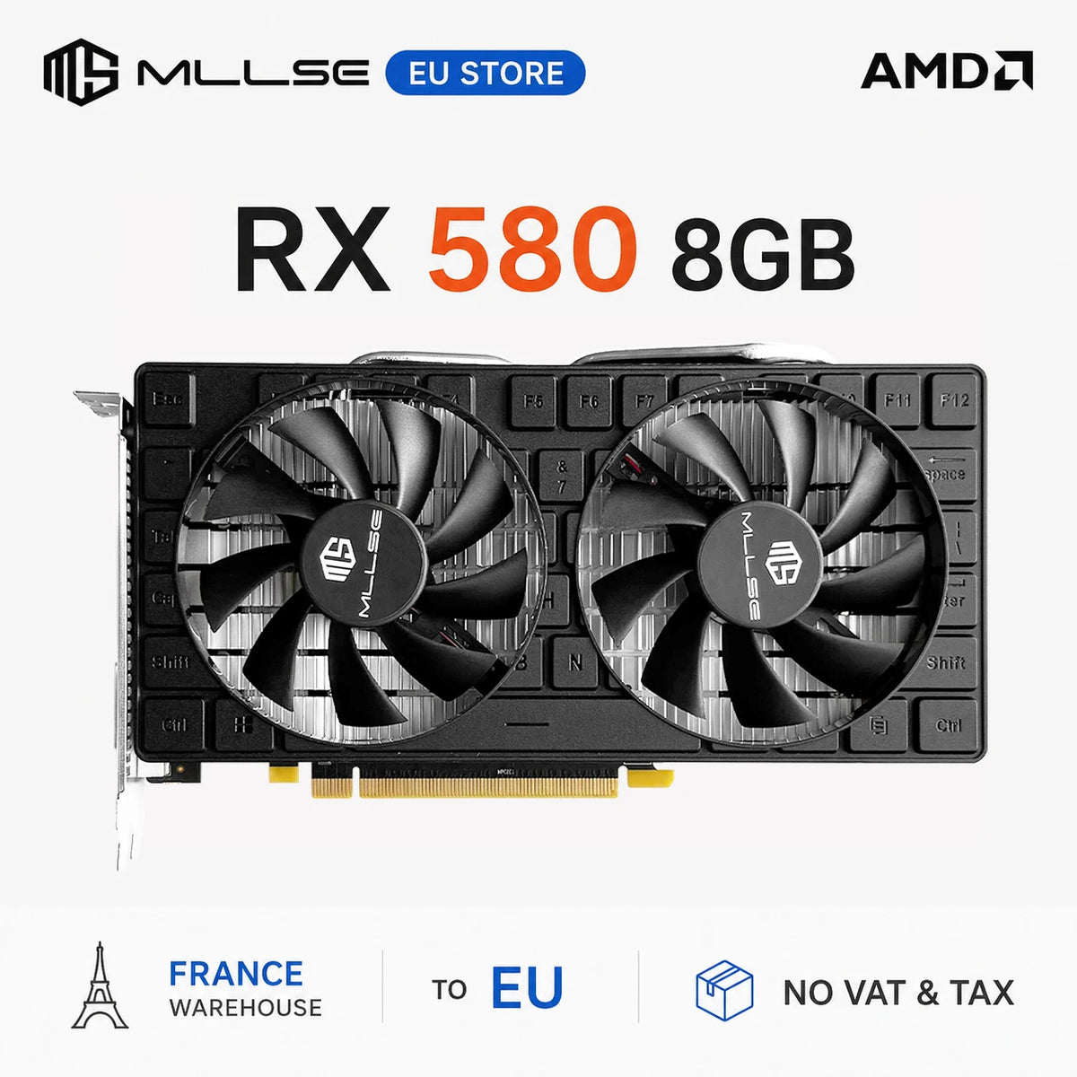 MLLSE AMD RX 580 8 Go 2048SP scheda grafica da gioco GDDR5 bit 6 connettori PCI Express 3.0x16 GPU radoon RX580 8G