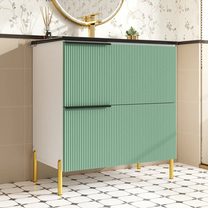 Mobiletto per lavabo da bagno con lavabo in ceramica, lavabo singolo con cassetti in MDF, organizer per mobile da bagno in piedi con lavabo